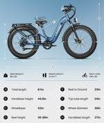 Bicicleta Elétrica Commuter Rail 6 da Likebike, Potência de Pico 750W, Bateria 48V 20Ah