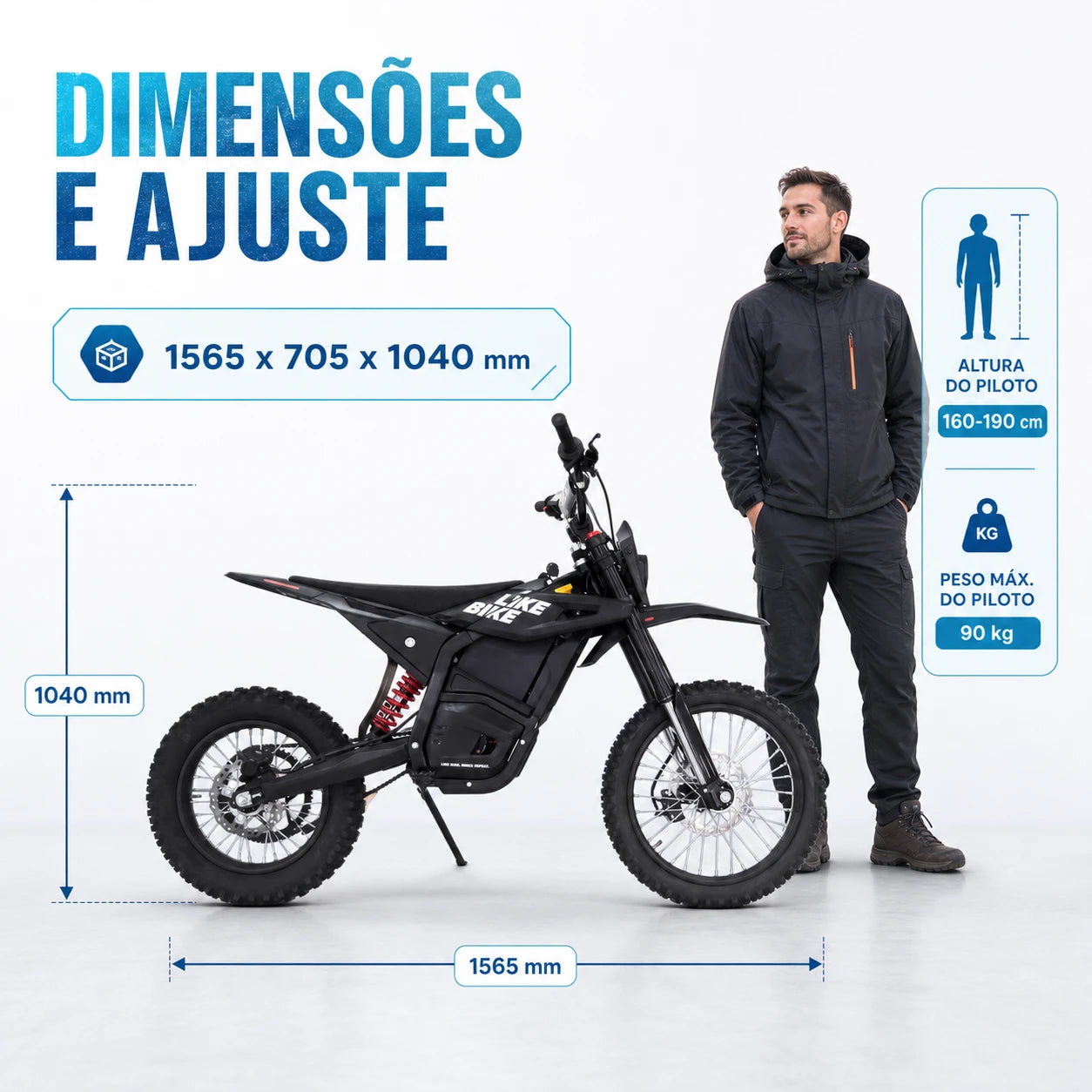 Moto Elétrica Likebike LF01 1000W 48V 23Ah - Off-Road